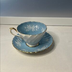 Vintage Ansley tea cup & saucer blue & white